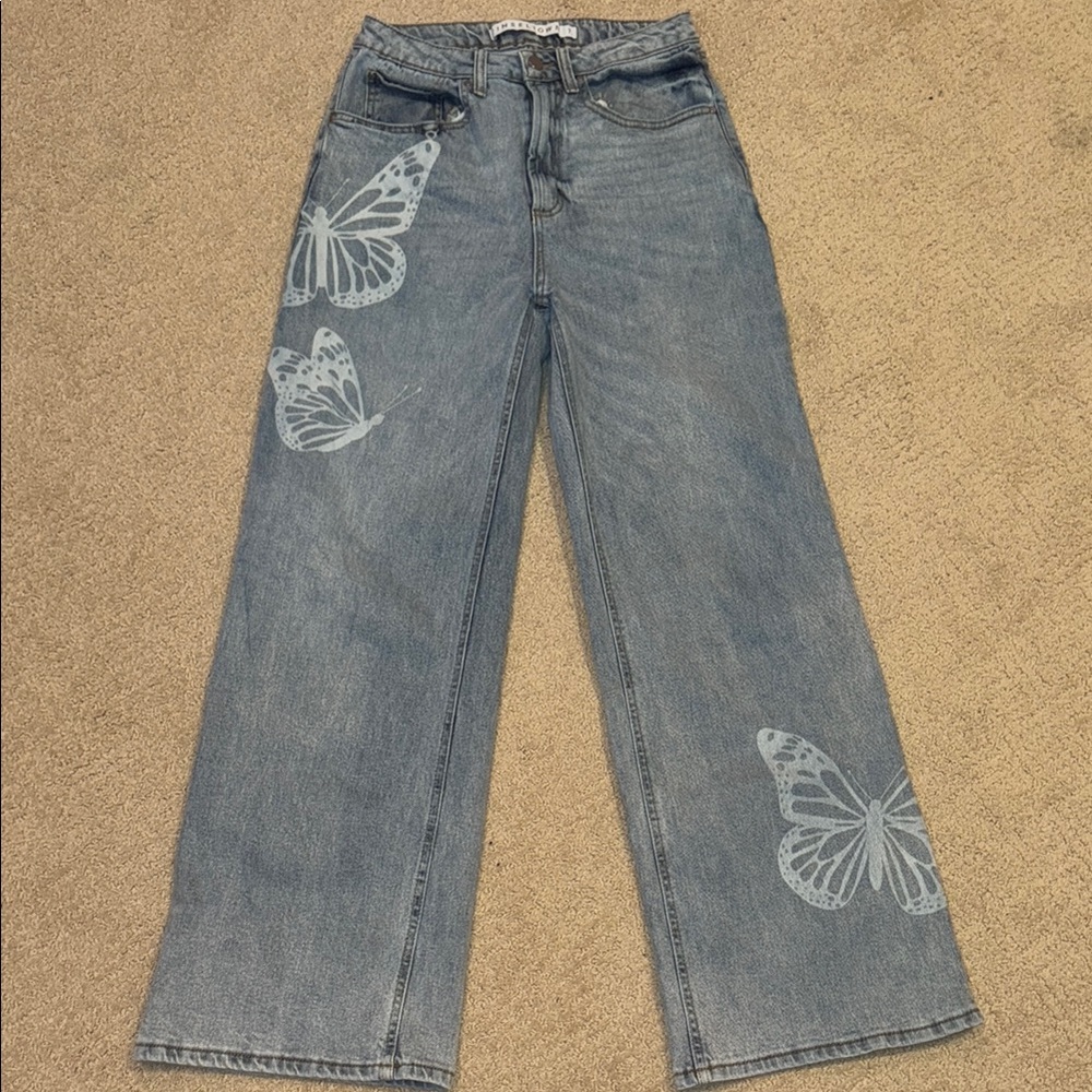 Tinseltown Wide Leg Jeans with Butterflies BARELY WORN AMAZING CONDITION